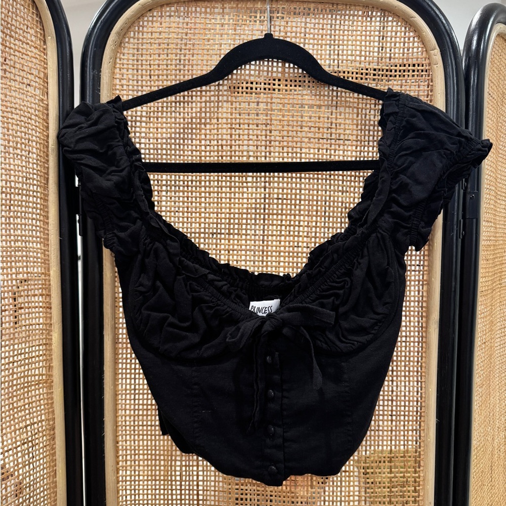 Princess Polly Black Ruched Blouse